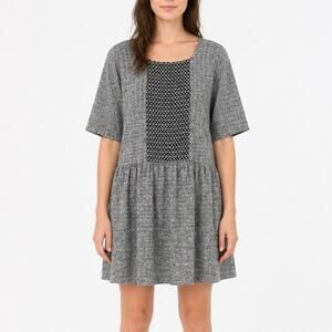 Ace & Jig Textured Cotton Mini Dress Medium Black White Artisan